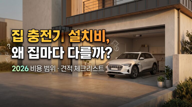 단독주택 차고 벽에 설치한 7kW 전기차 완속충전기
